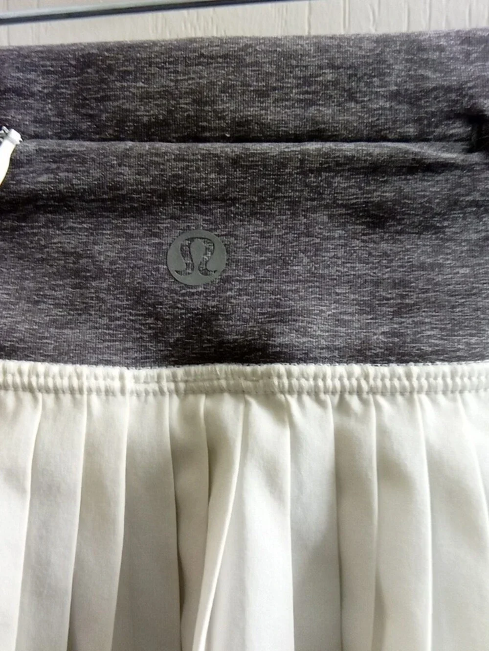lululemon athletica White Pleated Skirt with Gray Waistband
